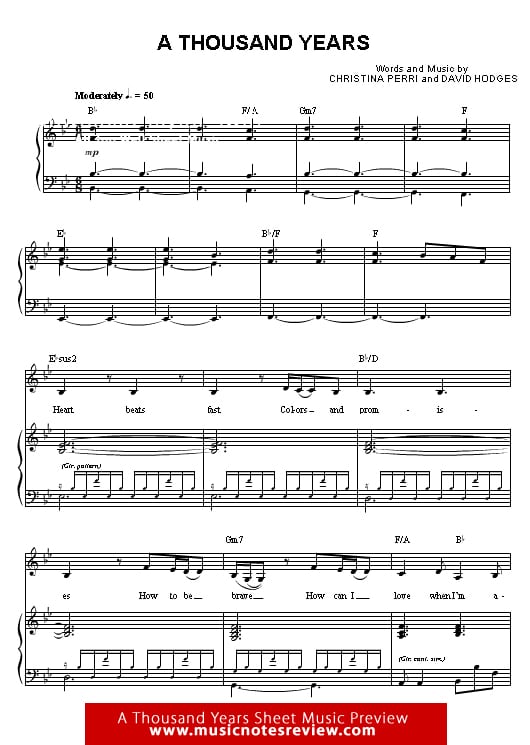 Christina Perri - A Thousand Years Piano Sheet Music. christina perri, a th...