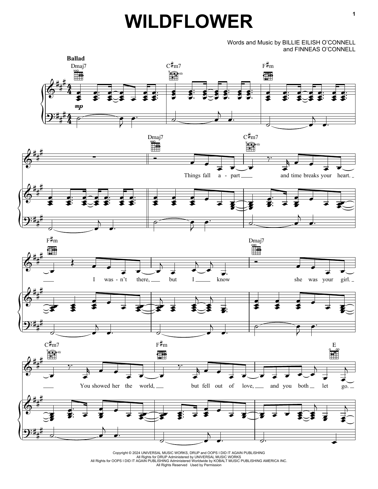 Billie Eilish WILDFLOWER Sheet Music